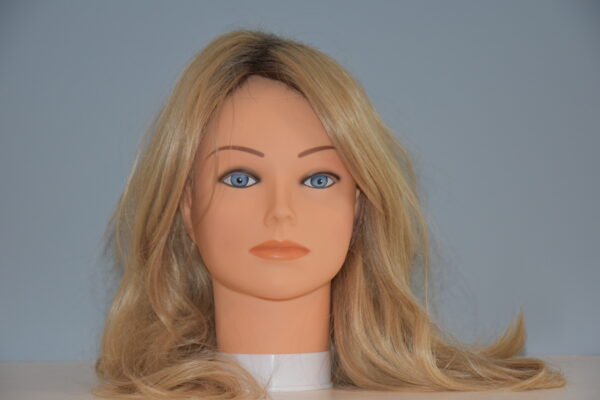 long blonde wig on mannequin head