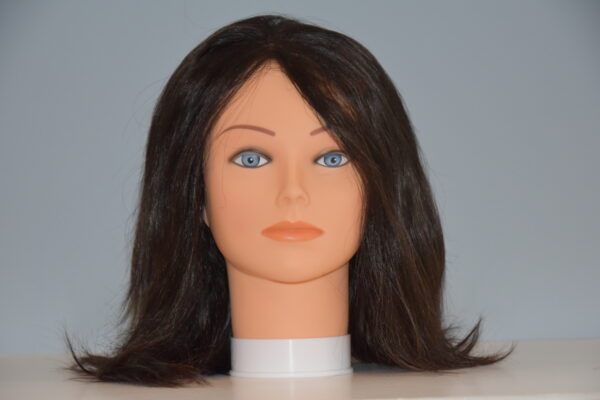 wig on mannequin head med length black