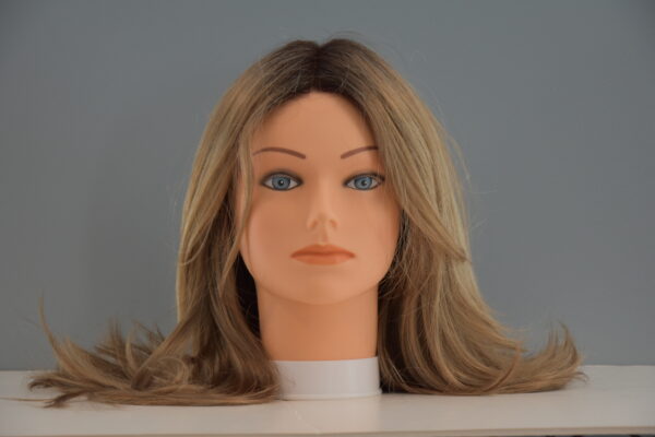 long blonde wig on mannequin head