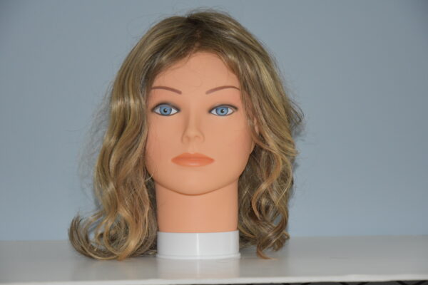 long blonde wig on mannequin head