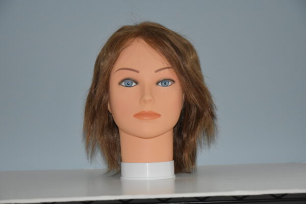 short brown wig on mannequin head