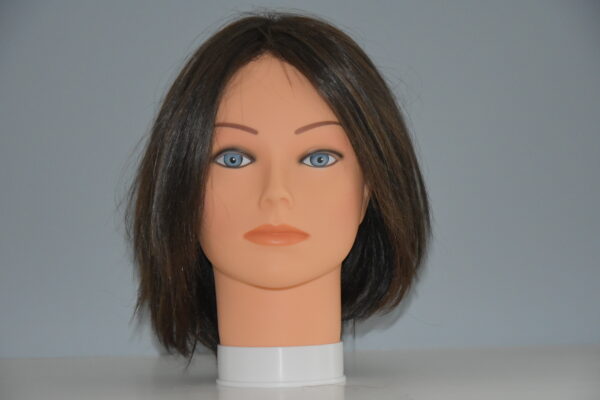 short brown wig on mannequin head