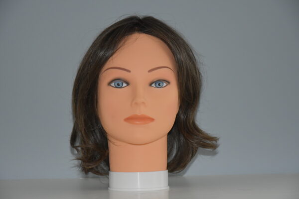 short brown wig on mannequin head