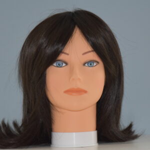 medium length synthetic wig on mannequin head