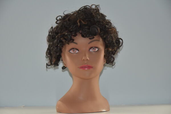 short black human hair wig on mannequin head
