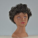 short brown synthetic wig on mannequin head