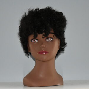short black human hair wig on mannequin head