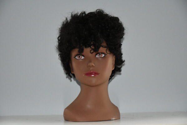 short black human hair wig on mannequin head