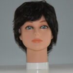 short black human hair wig on mannequin head