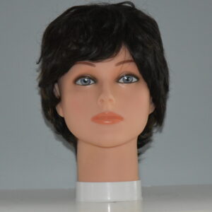 short black human hair wig on mannequin head