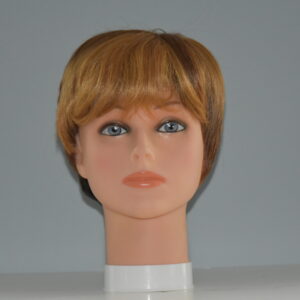 short red synthetic wig on mannequin head