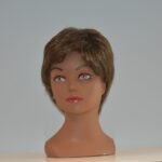 short brown synthetic wig on mannequin head