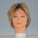 short blonde synthetic wig on mannequin head