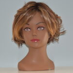 short brown synthetic wig on mannequin head