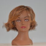 short brown synthetic wig on mannequin head
