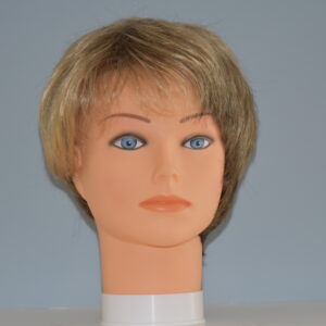 short blonde wig on mannequin head