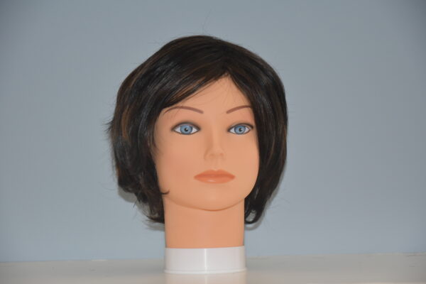 short black human hair wig on mannequin head