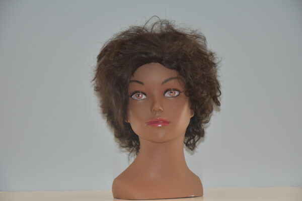 short black human hair wig on mannequin head