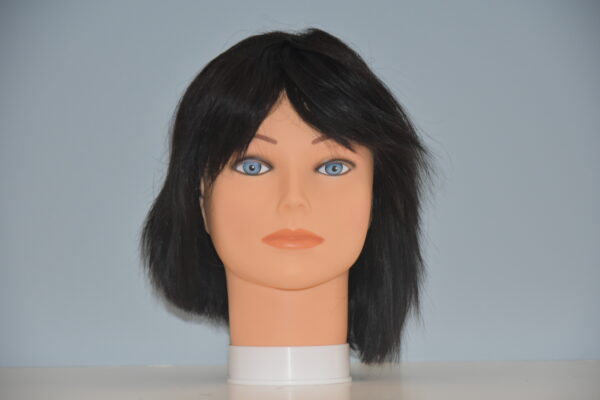 short black human hair wig on mannequin head
