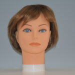 short brown synthetic wig on mannequin head