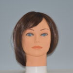 short brown synthetic wig on mannequin head