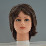 short brown synthetic wig on mannequin head