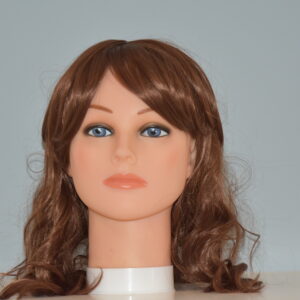 long red synthetic wig on mannequin head