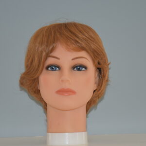 short red synthetic wig on mannequin head