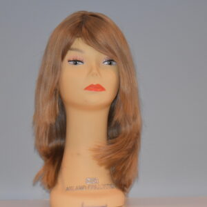 long blonde human hair wig on mannequin head