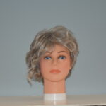 short gray synthetic wig on mannequin head