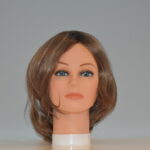 short brown synthetic wig on mannequin head