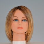 short blonde synthetic wig on mannequin head