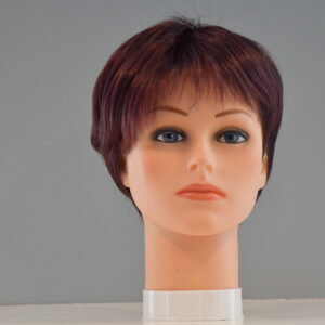short red wig on mannequin wig head