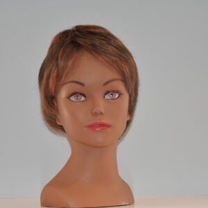 short red synthetic wig on mannequin head