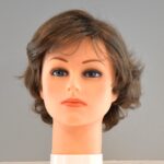 short brown synthetic wig on mannequin head