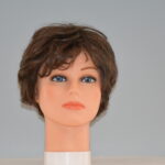 short brown synthetic wig on mannequin head