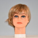 short blonde synthetic wig on mannequin head