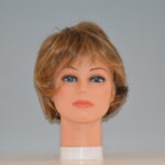 short brown synthetic wig on mannequin head