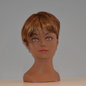 short red synthetic wig on mannequin head