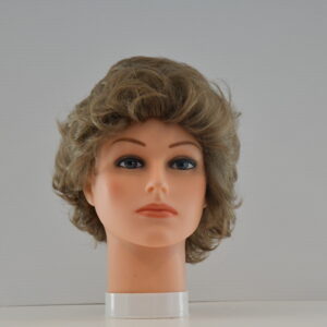 short brown synthetic wig on mannequin head