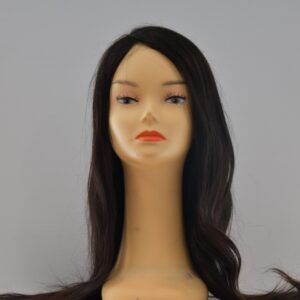 long black synthetic wig on mannequin head