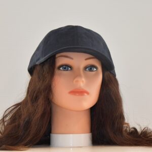 long brown hair attached to hat